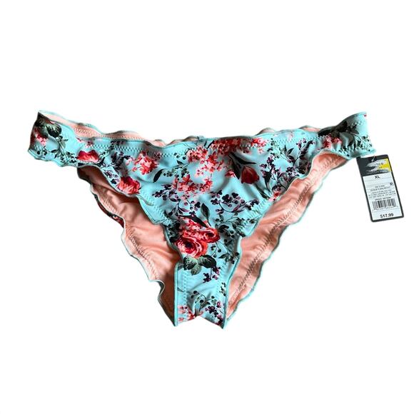 NWT! Mossimo Blue Floral Hipster Swim Bikini Bottoms Size XL - Picture 1 of 12